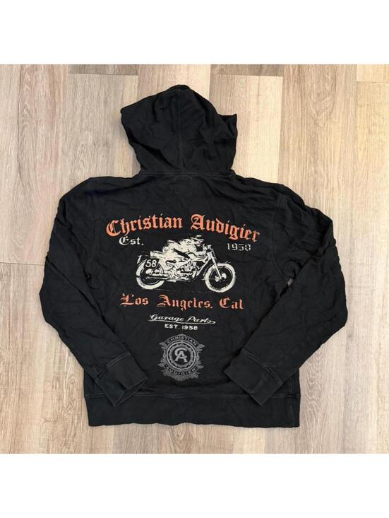 Christian Audigier Other - Vintage Christian Audigier black cotton hoodie size L #motorcycle
